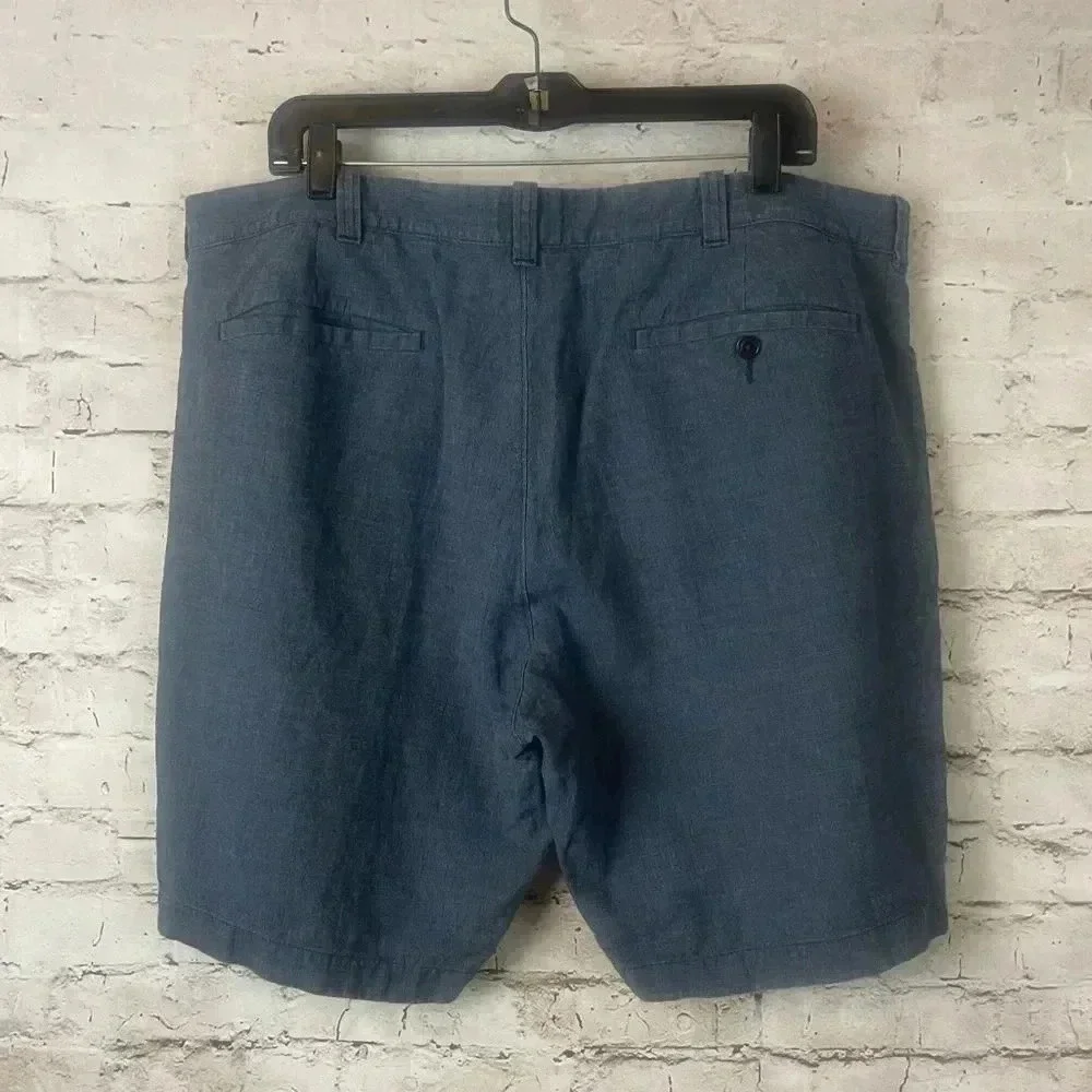 J. Crew Stanton Men's Size 38 Shorts Blue E6139 Linen Cotton Pockets Casual